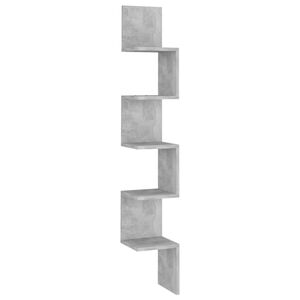 vidaXL Wall Corner Shelf Concrete Grey 20x20x127.5 cm Engineered Wood