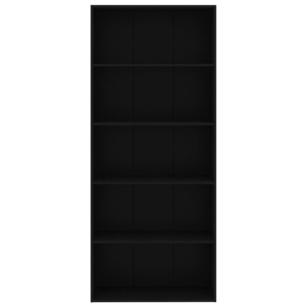 vidaXL 5-Tier Book Cabinet Black 80x30x189 cm Engineered Wood
