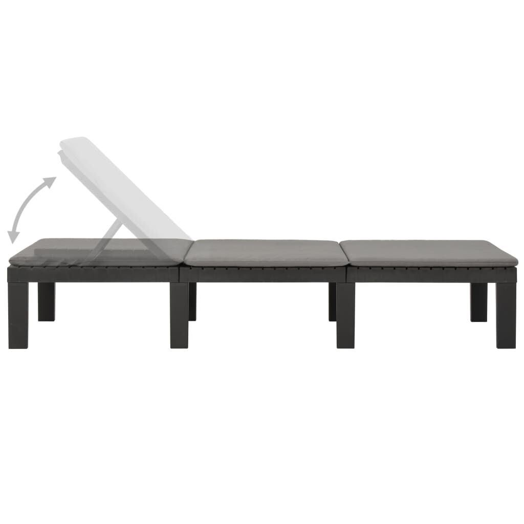 vidaXL Sun Lounger with Cushion Plastic Anthracite