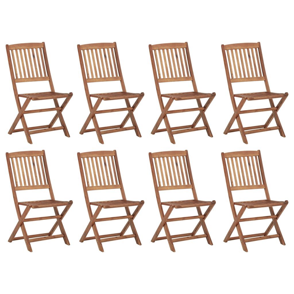 vidaXL Folding Outdoor Chairs 8 pcs Solid Acacia Wood