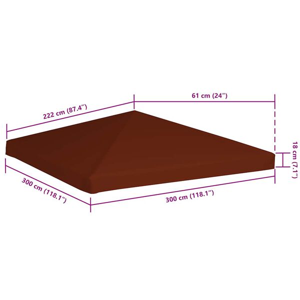 vidaXL Gazebo Top Cover 310 g/m² 3x3 m Terracota