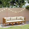 vidaXL 3-Seater Garden Sofa with Cream Cushion Solid Acacia Wood