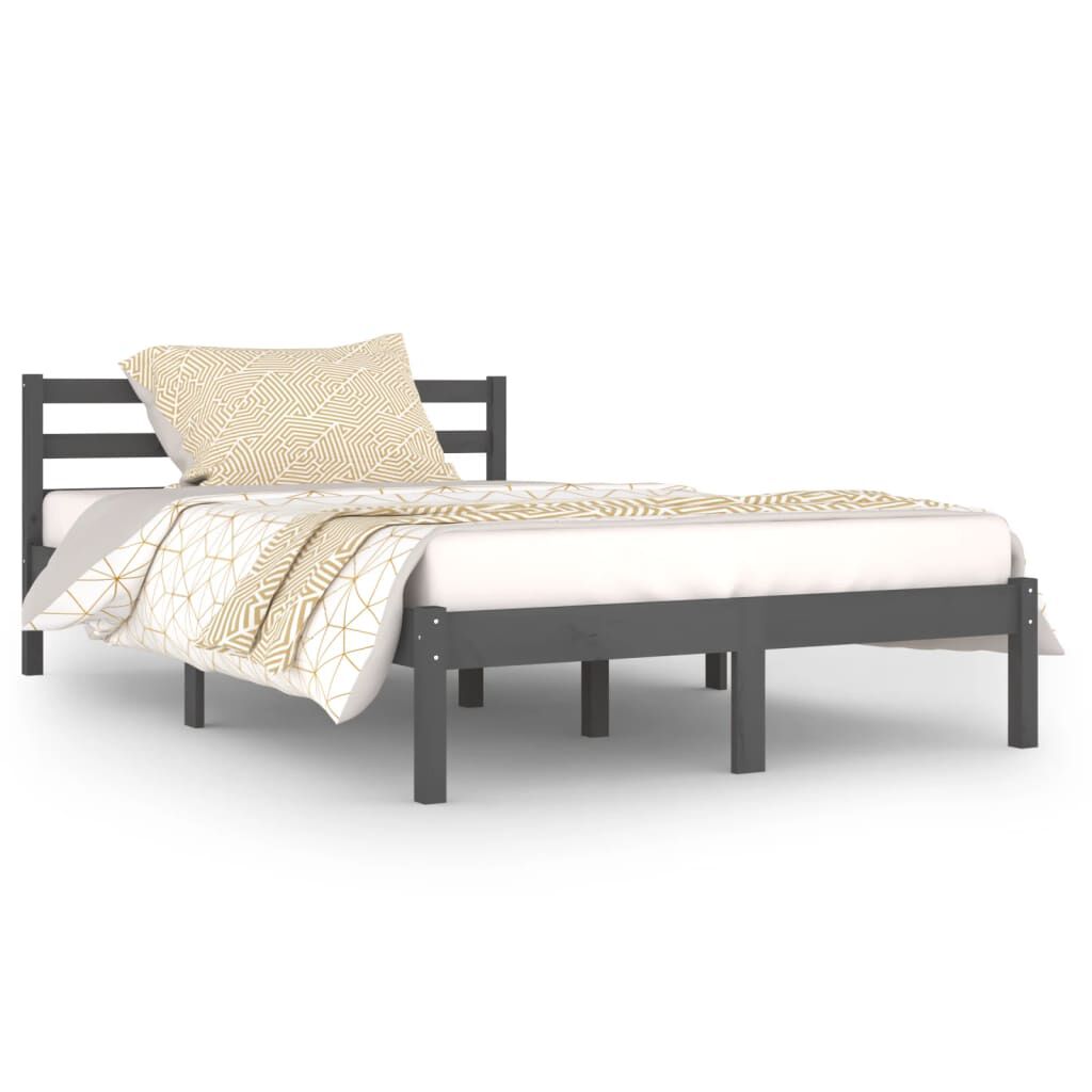 vidaXL Bed Frame without Mattress Solid Wood Pine 120x200cm Grey