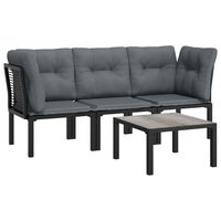 vidaXL 4 Piece Garden Lounge Set Black and Grey Poly Rattan,  vidaXL 4 Piece Garden Lounge Set Black and Grey Poly Rattan