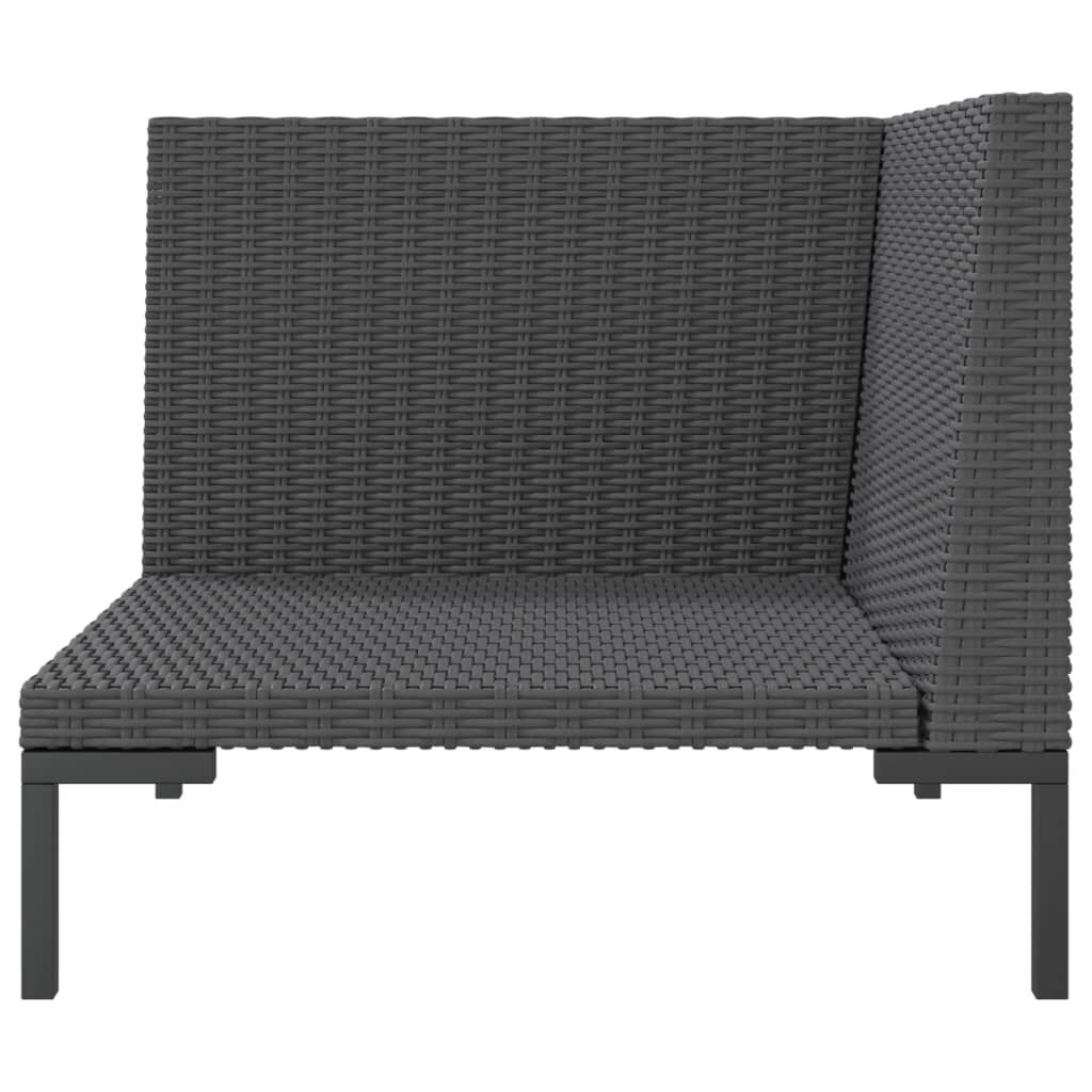 vidaXL Garden Sofa with Cushions Half Round Poly Rattan