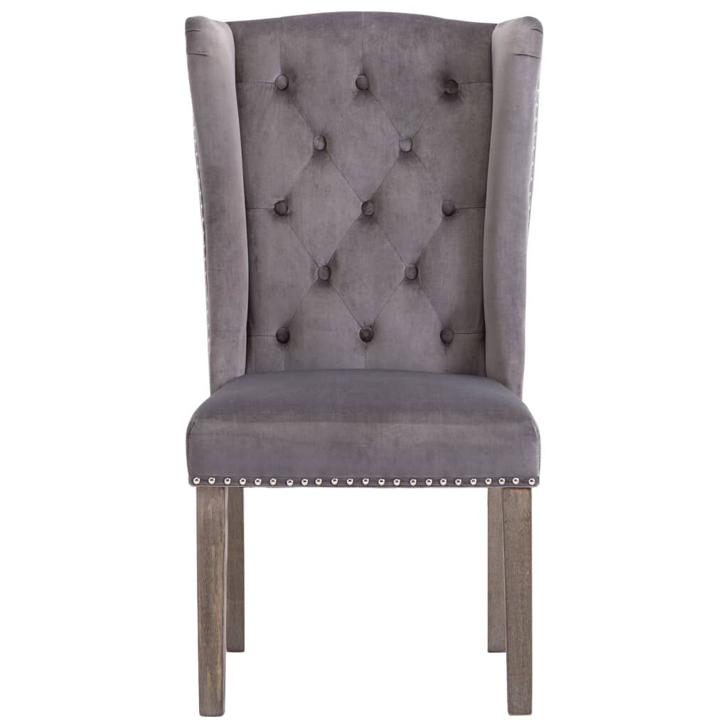 vidaXL Dining Chairs 2 pcs Grey Velvet