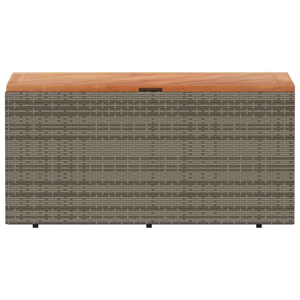 vidaXL Garden Storage Box Grey 110x50x54 cm Poly Rattan Acacia Wood