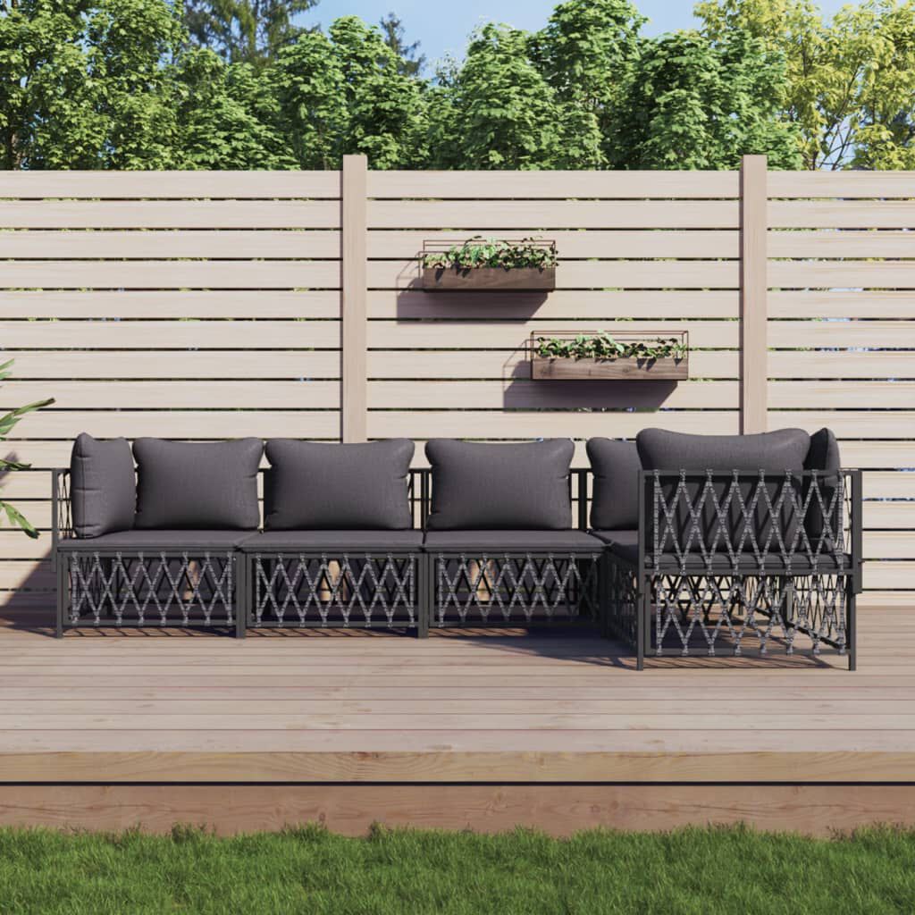 vidaXL 5 Piece Garden Lounge Set with Cushions Anthracite Steel