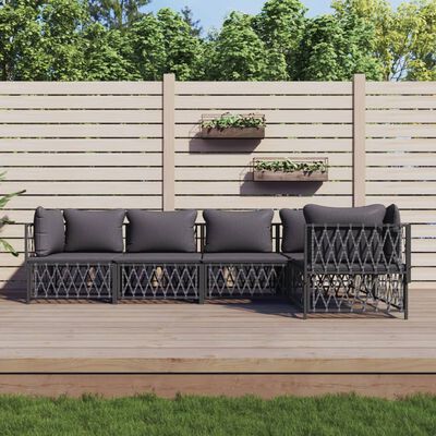 vidaXL 5 Piece Garden Lounge Set with Cushions Anthracite Steel, anthracite vidaXL 5 Piece Garden Lounge Set with Cushions Anthracite Steel