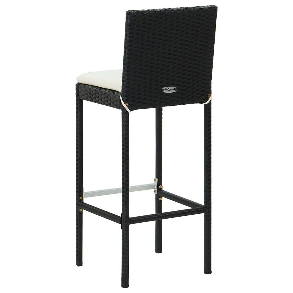 vidaXL 7 Piece Outdoor Bar Set with Cushions Poly Rattan Black