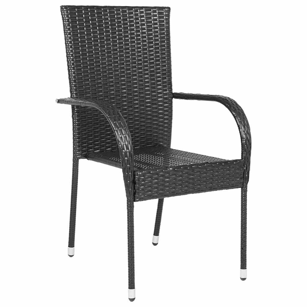 vidaXL Stackable Outdoor Chairs 2 pcs Poly Rattan Black