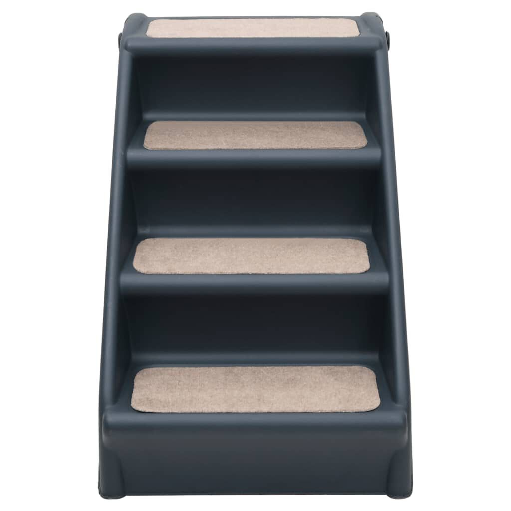 vidaXL Folding 4-Step Dog Stairs Dark Grey
