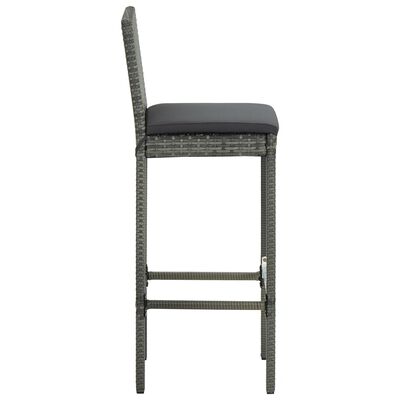 vidaXL Garden Bar Stools with Cushions 4 pcs Grey Poly Rattan, grey vidaXL Garden Bar Stools with Cushions 4 pcs Grey Poly Rattan