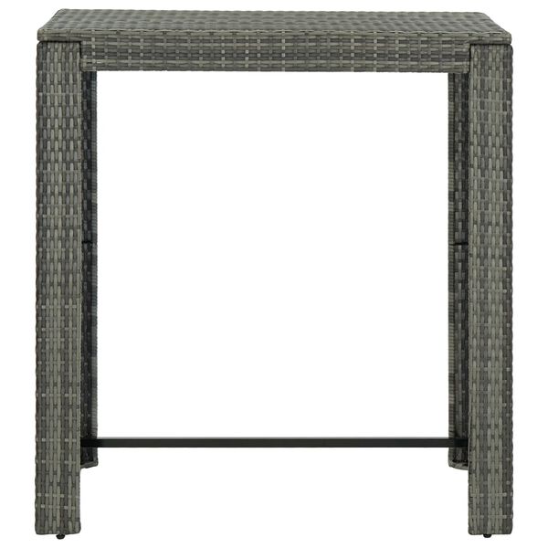 vidaXL 7 Piece Outdoor Bar Set with Cushions Poly Rattan Grey