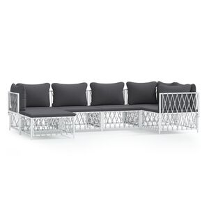 vidaXL 6 Piece Garden Lounge Set with Cushions White Steel