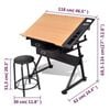 vidaXL Two Drawers Tiltable Tabletop Drawing Table with Stool