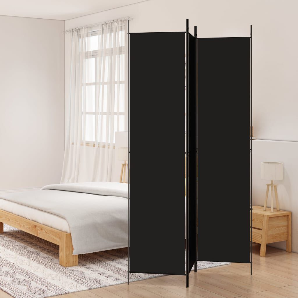 vidaXL 3-Panel Room Divider Black 150x220 cm Fabric