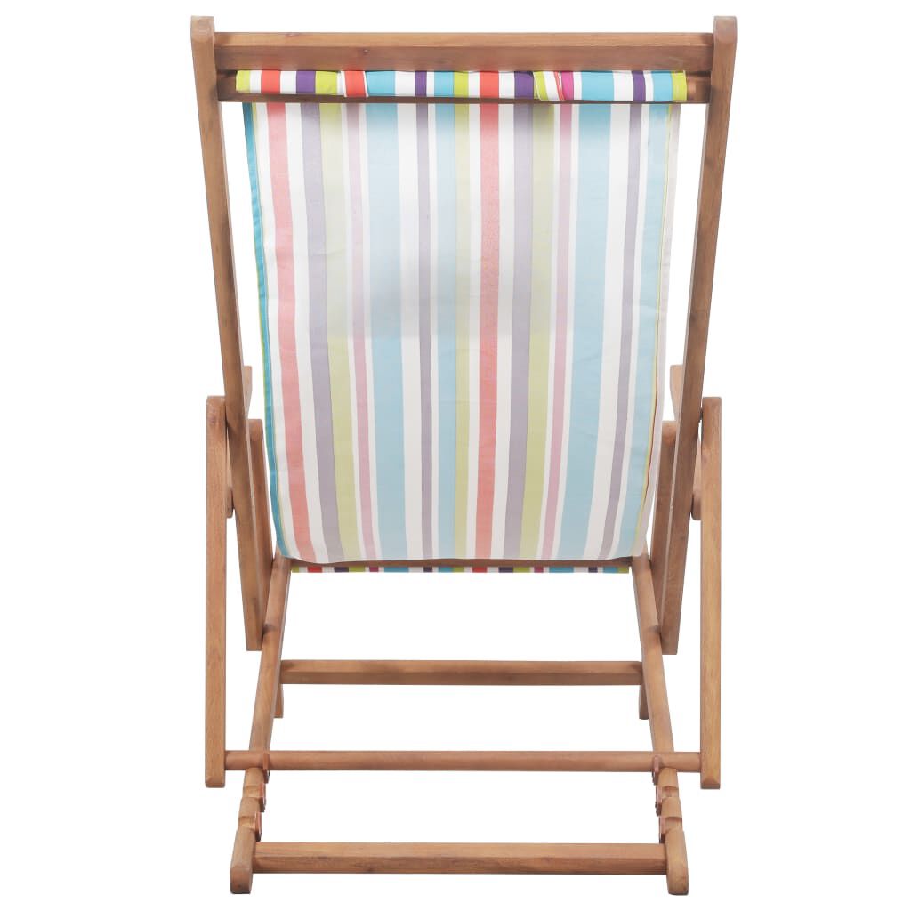vidaXL Folding Beach Chair Fabric and Wooden Frame Multicolour