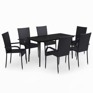 vidaXL 7 Piece Garden Dining Set Black