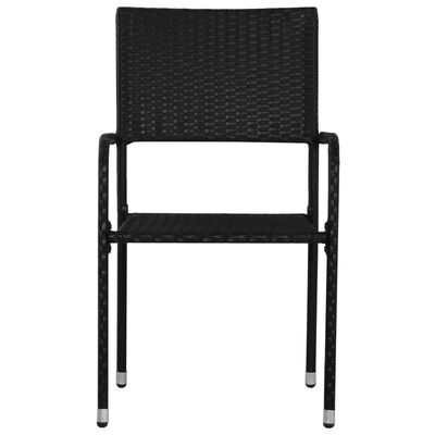 vidaXL Garden Dining Chairs 2 pcs Stackable Black Poly Rattan