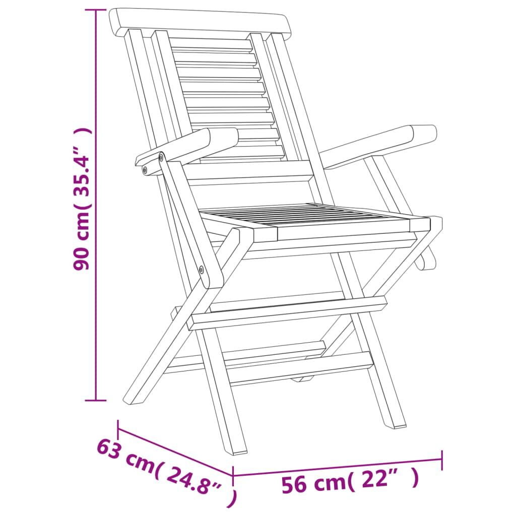 vidaXL Folding Garden Chairs 8 pcs 56x63x90 cm Solid Wood Teak