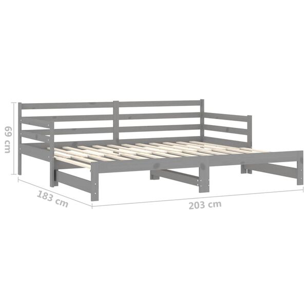 vidaXL Pull-out Day Bed without Mattress Grey 2x(90x200)cm