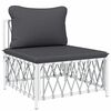 vidaXL Garden Middle Sofa with Cushions White Woven Fabric