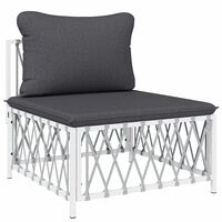 vidaXL Garden Middle Sofa with Cushions White Woven Fabric, white vidaXL Garden Middle Sofa with Cushions White Woven Fabric