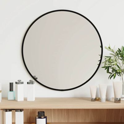 vidaXL Wall Mirror Black Ø 40 cm Round, black vidaXL Wall Mirror Black Ø 40 cm Round