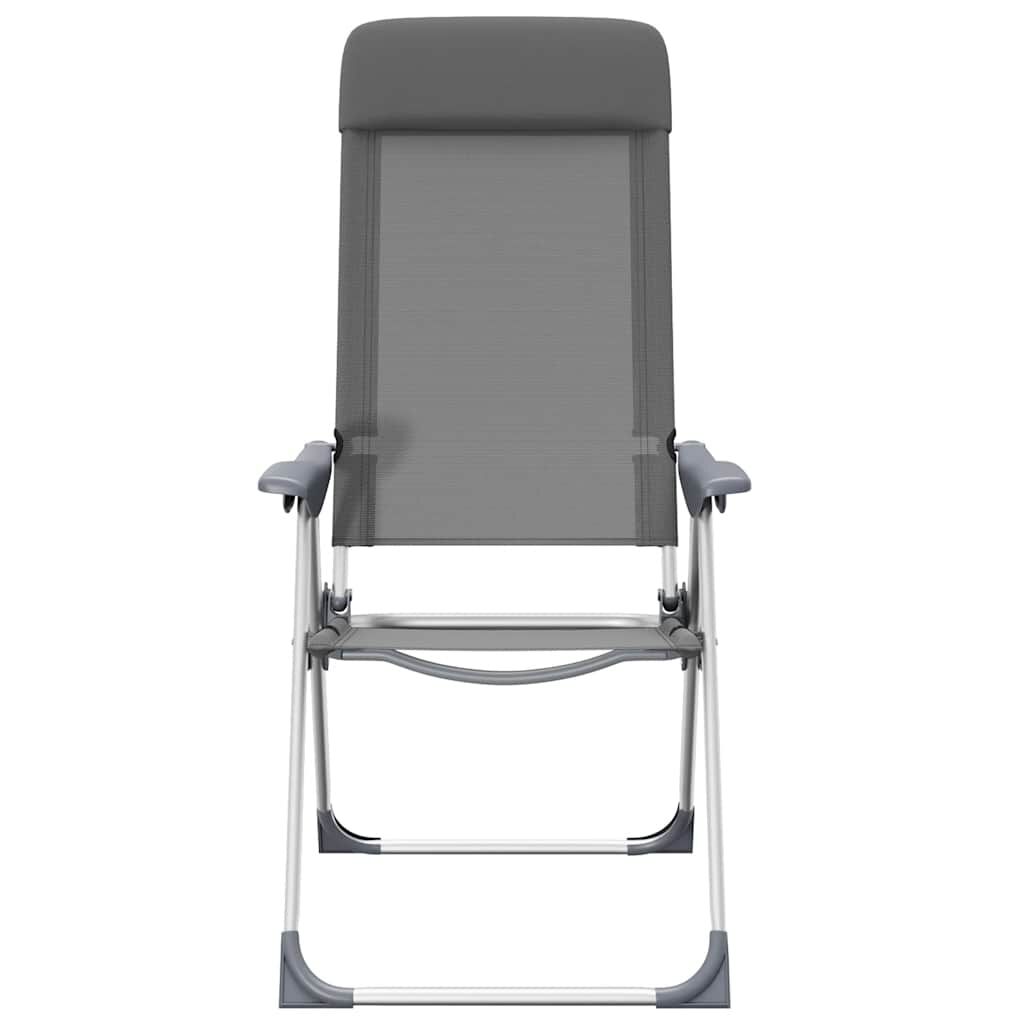 vidaXL Folding Camping Chairs 2 pcs Grey Aluminium