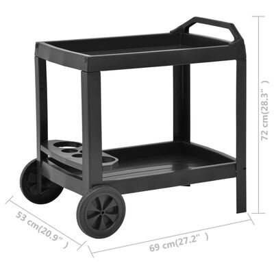 vidaXL Beverage Cart Anthracite 69x53x72 cm Plastic, anthracite vidaXL Beverage Cart Anthracite 69x53x72 cm Plastic