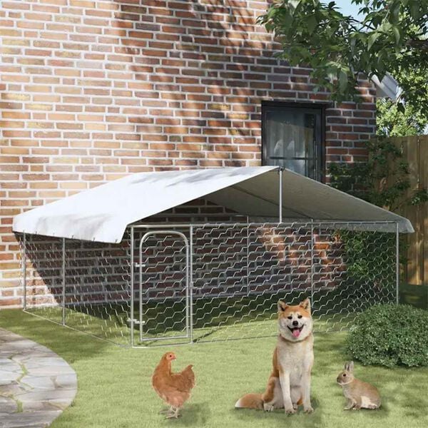 vidaXL Outdoor Dog Kennel with Roof 300x300x150 cm