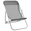 vidaXL Folding Beach Chairs 2 pcs Grey Textilene&Powder-coated Steel