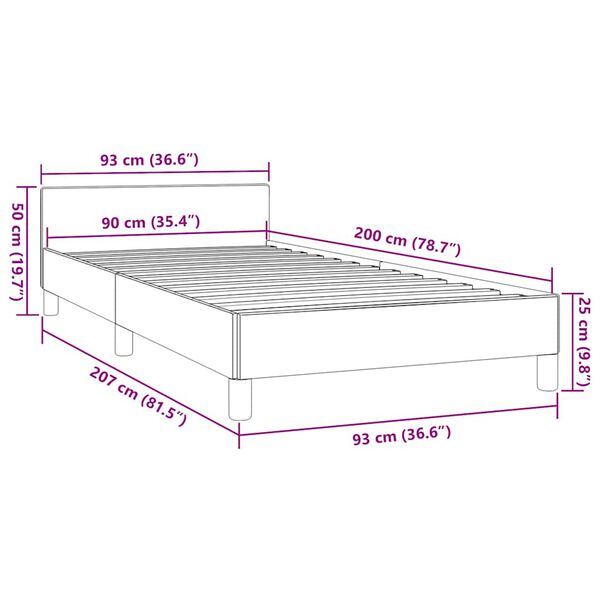 vidaXL Bed Frame without Mattress Light Grey 92x187 cm Single Fabric