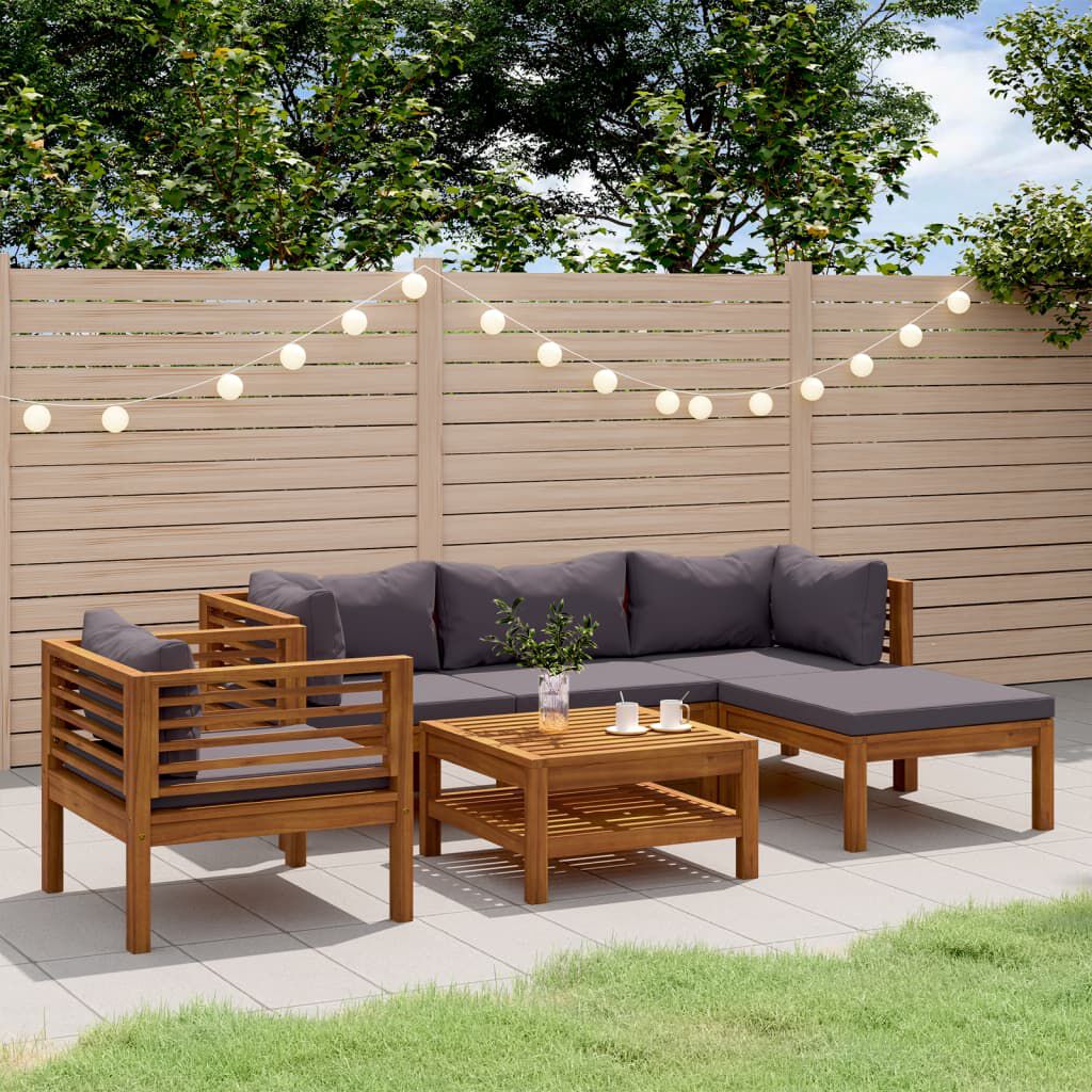 vidaXL 6 Piece Garden Lounge Set with Cushion Solid Acacia Wood