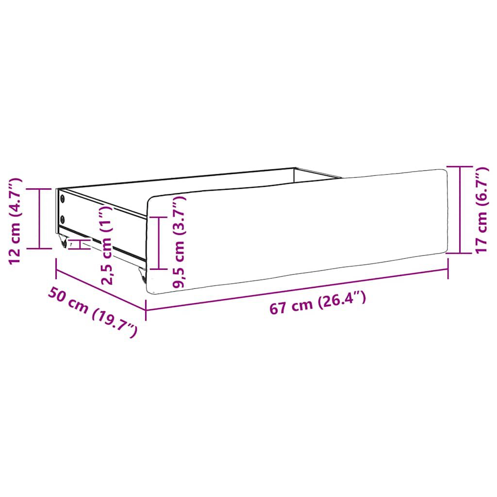 vidaXL Bed Drawers 2 pcs Light Grey Engineered Wood and Fabric