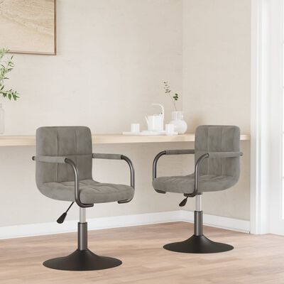 vidaXL Swivel Dining Chairs 2 pcs Light Grey Velvet, light grey vidaXL Swivel Dining Chairs 2 pcs Light Grey Velvet