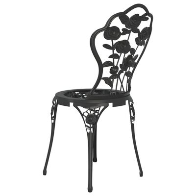 vidaXL 3 Piece Bistro Set Cast Aluminium Black, black vidaXL 3 Piece Bistro Set Cast Aluminium Black