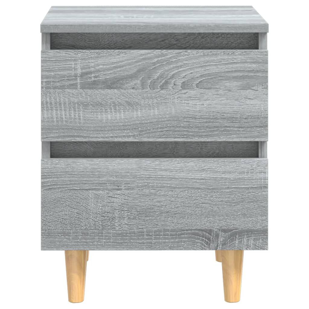 vidaXL Bed Cabinet with Solid Wood Legs Grey Sonoma 40x35x50 cm