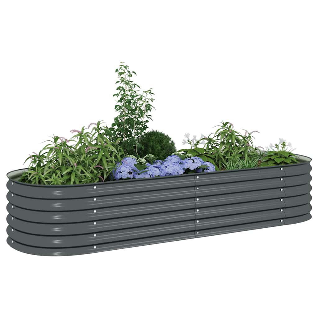 vidaXL Garden Raised Bed 240x80x44 cm Galvanised Steel Grey