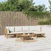 vidaXL 6 Piece Garden Lounge Set with Cream White Cushions Bamboo