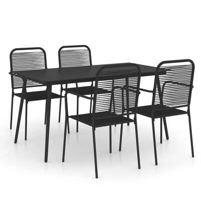 vidaXL 5 Piece Garden Dining Set Cotton Rope and Steel Black,  vidaXL 5 Piece Garden Dining Set Cotton Rope and Steel Black