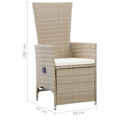 vidaXL 7 Piece Garden Dining Set Poly Rattan Beige
