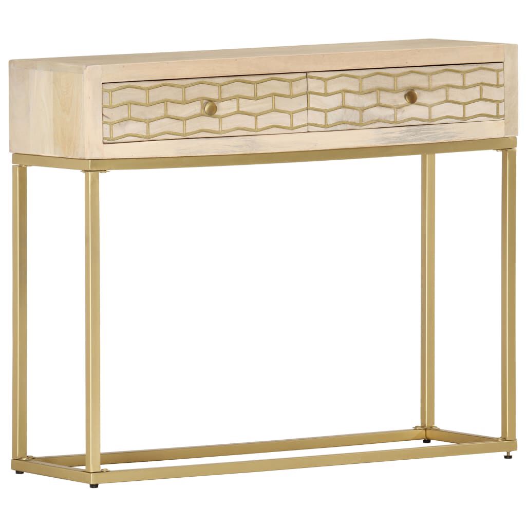 vidaXL Console Table Gold 90x30x75 cm Solid Mango Wood