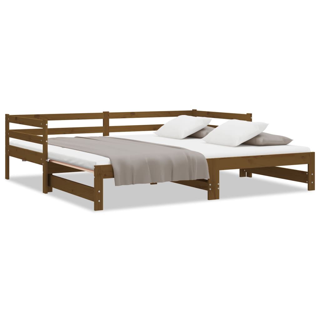 vidaXL Pull-out Day Bed without Mattress Honey Brown 2x(90x200)cm