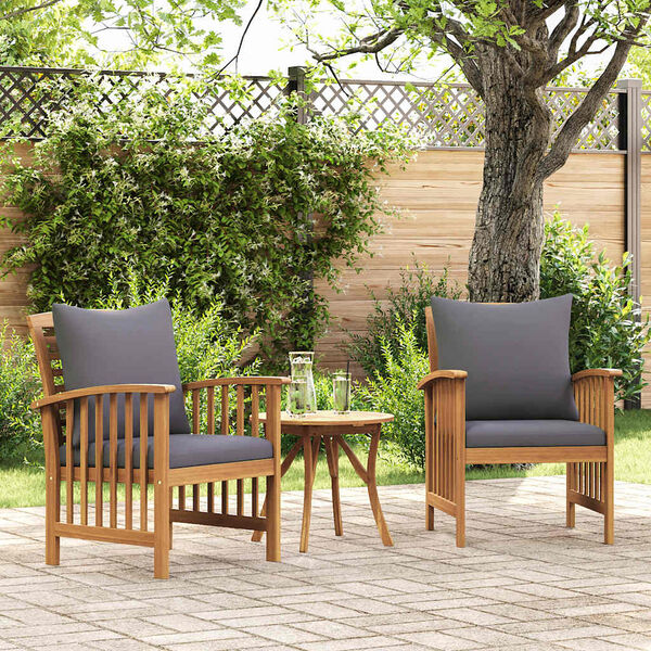 vidaXL Garden Chairs with Cushions 2 pcs Solid Acacia Wood