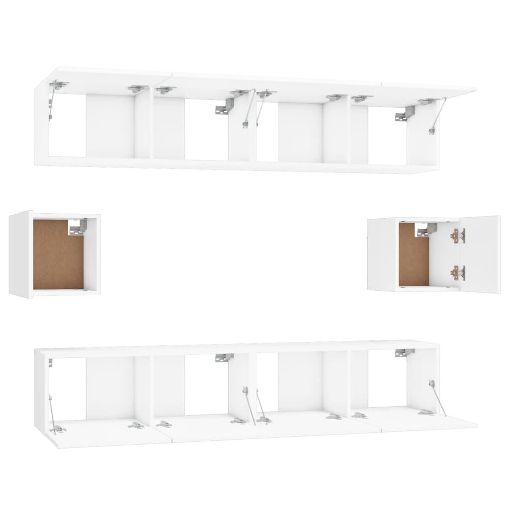 vidaXL 6 Piece TV Cabinet Set White Engineered Wood