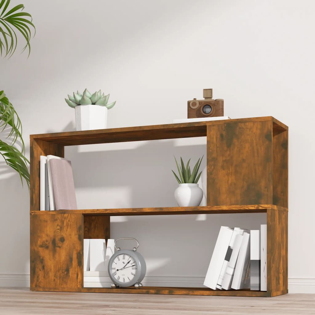 vidaXL Book Cabinet Smoked Oak 100x24x63 cm Engineered Wood