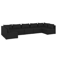 vidaXL 7 Piece Garden Lounge Set with Cushions Poly Rattan Black
