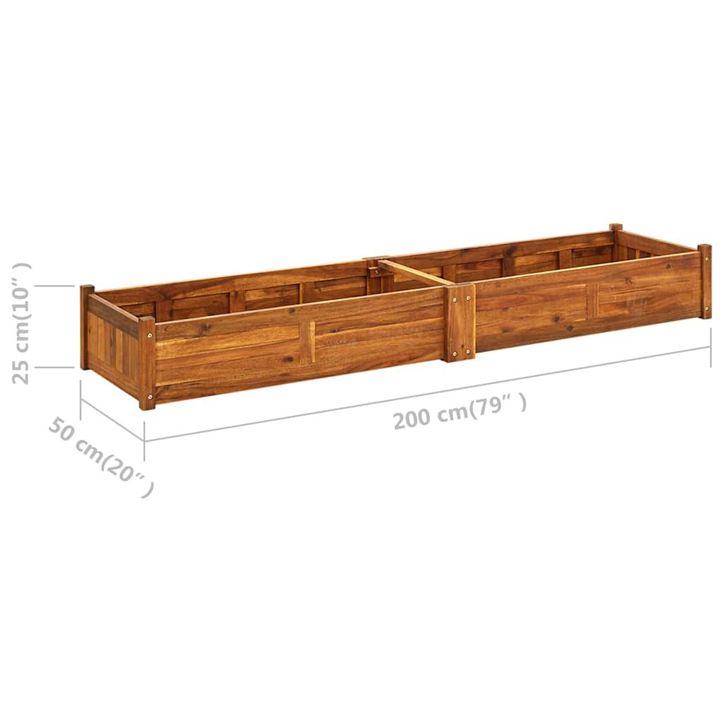 vidaXL Garden Raised Bed Acacia Wood 200x50x25 cm